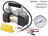 Lescars Mobiler Luft-Kompressor, Manometer, 12 V, 100 psi, 288 Watt, 3 Adapter; Auto-Luftbetten Auto-Luftbetten Auto-Luftbetten 