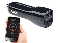 Lescars Kfz-USB-Ladegerät mit Bluetooth-Standortmarker, 12/24V, 2x USB, 2,1 A