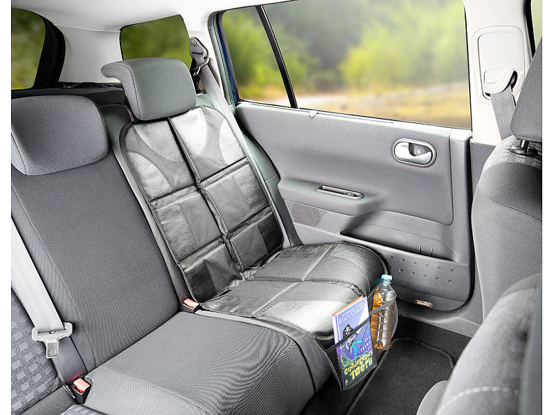 Lescars Premium-Kindersitz-Unterlage mit 2 Netztaschen, Isofix-geeignet
