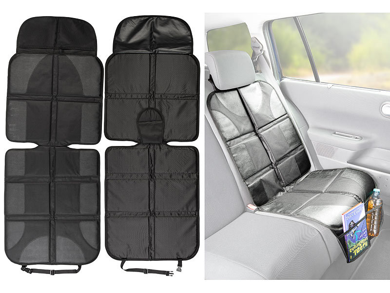 Lescars Premium-Kindersitz-Unterlage mit 2 Netztaschen, Isofix-geeignet