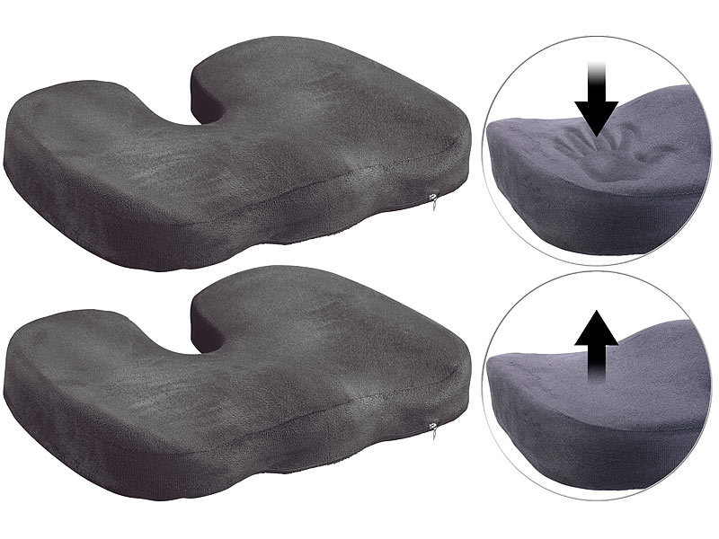 Lescars 2er-Set Memory-Foam-Sitzkissen für bequemes Sitzen im Auto